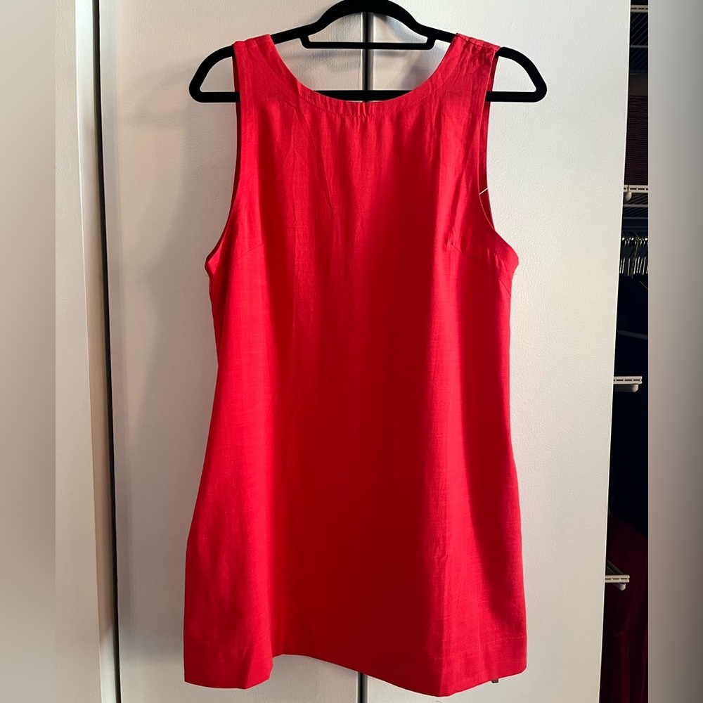 NWT Megfie Crew Neck Sleeveless Open Back Cotton Linen Mini Dress